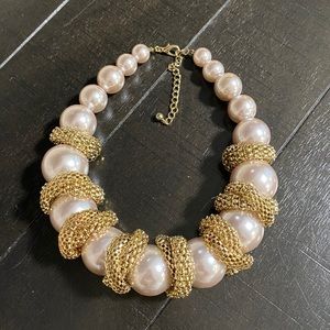 Chunky Pink Pearl & Gold Necklace